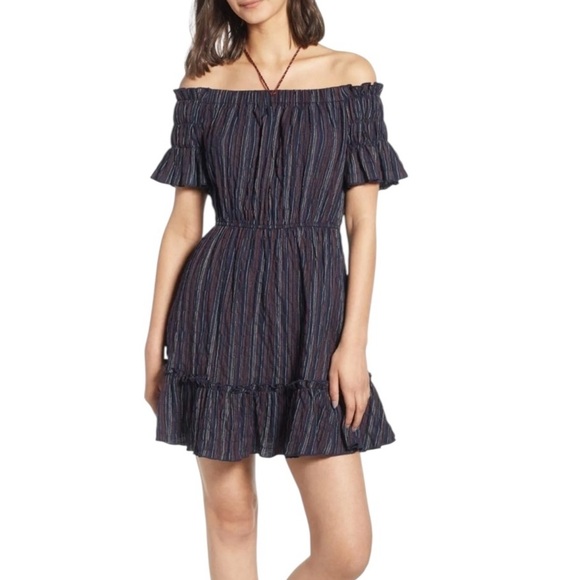 NWT Moon River Anthropologie Women's Cotton Striped Mini Dress Navy Blue Size S - Picture 4 of 11